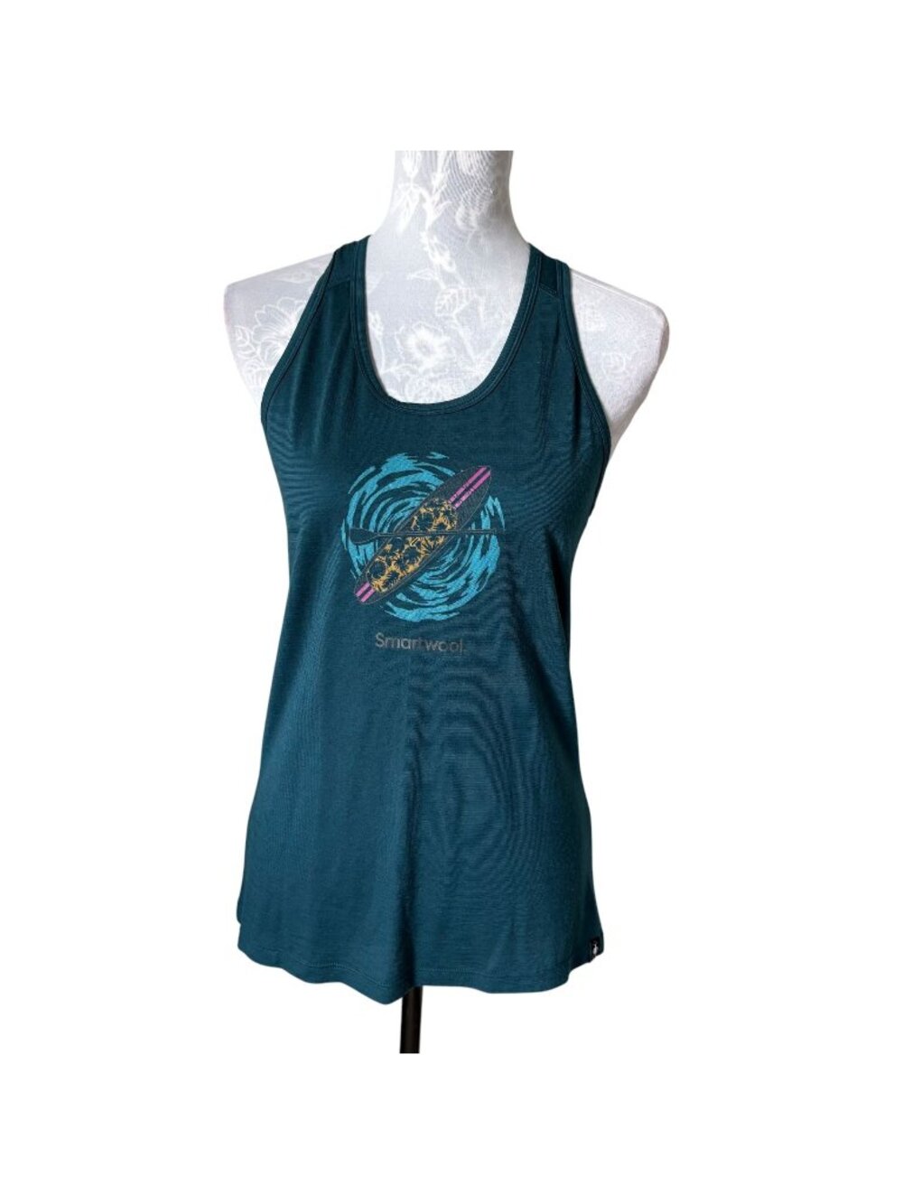 Smartwool Merino Sport 150 Paddleboard Adventure Graphic Tank Womens Small Blue